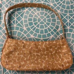 💛TODAY***$13***Vintage Liz Claiborne gold metallic dress bag w/sequins on front
